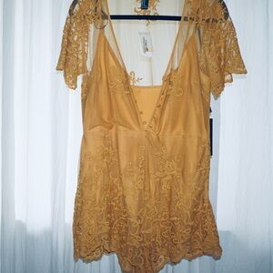 Forever 21 Mustard Lace Chemise